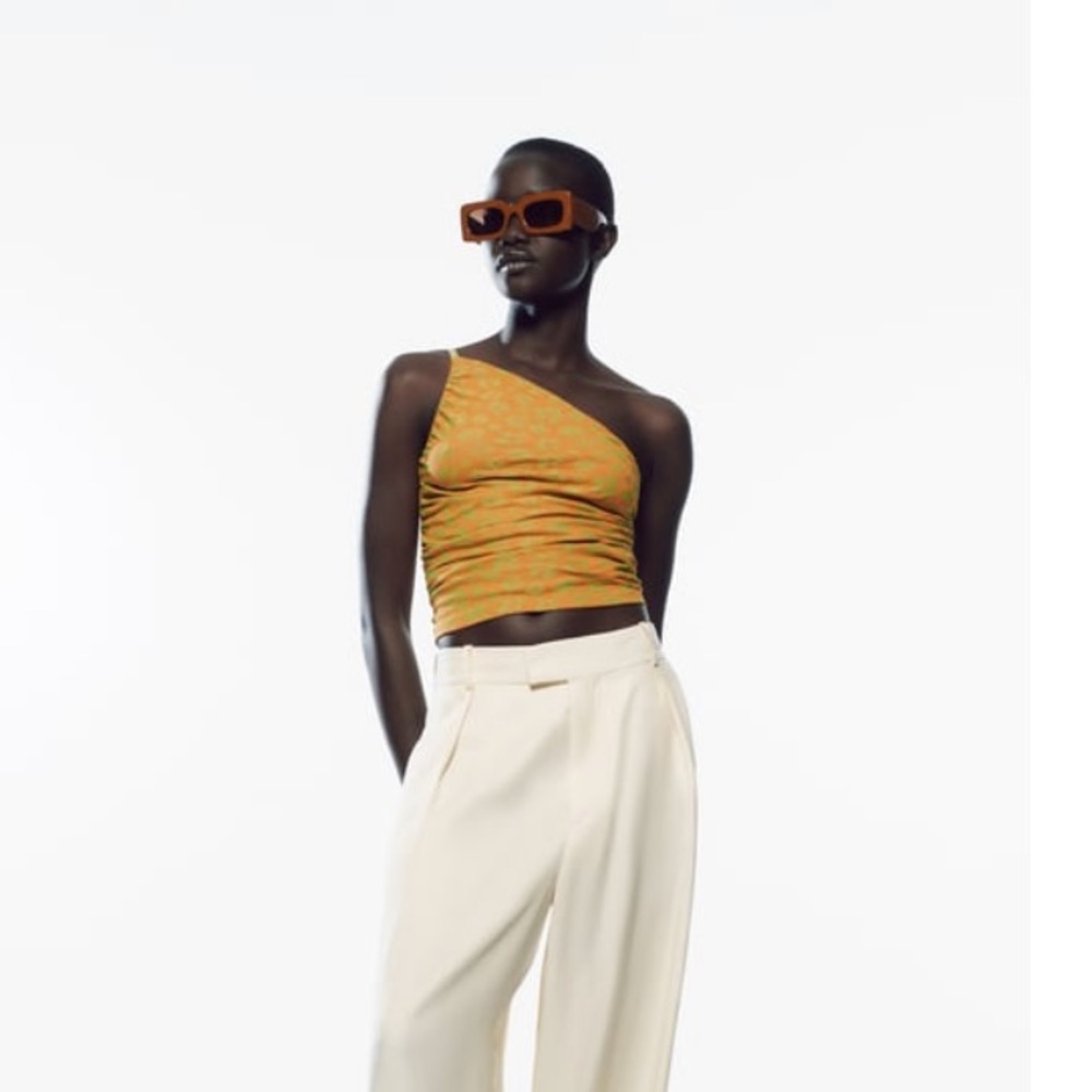NWOT Zara Asymmetric Crop Top Sz M
